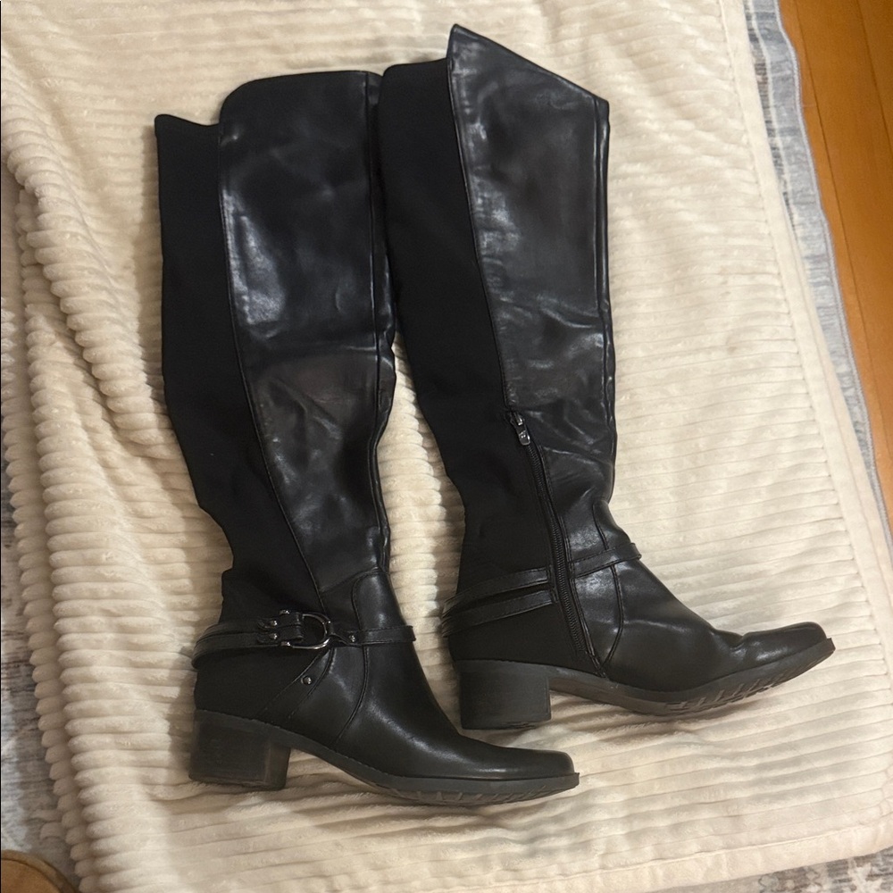 Marc Fisher Black Leather Knee-High Boots Size 8